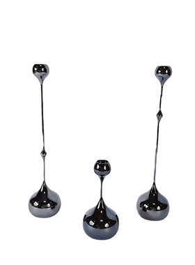 电镀水滴烛台不锈钢家居摆件金属