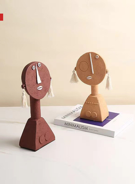 中古姹寂风树脂人物摆件家居软装饰品样板间客厅书房艺术雕塑摆设