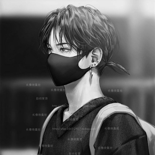头像 图片 男 卡通 动漫手绘 戴口罩气质男生 高清 头像 自动发货 - 图0