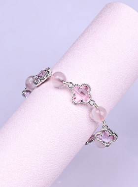 晶尧四叶草手链多宝天然水晶手串紫白黄水晶青金石轻奢小众幸运女