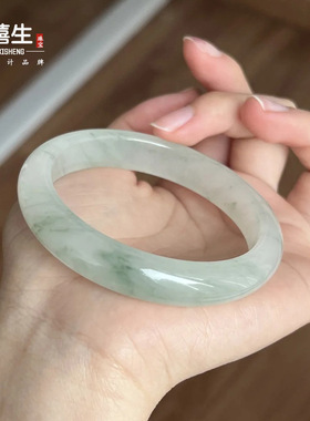 天然新疆天山翠手镯冰翠玉镯女款雪翠金丝玉正圈镯子非翡翠
