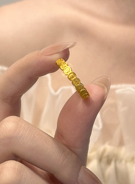 爆款新中式复古设计感钱多多戒指女开口招财铜钱币百搭时尚食指环