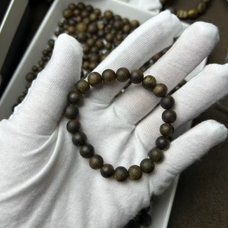 国香海南莺歌绿奇楠沉香手串天然种植棋楠念珠文玩手链男女108颗 - 图0