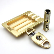 Rubinsky Cigar Tool Kit Alloy Ashtrays 4 Straight Punch Lighter V Type Scissors Three Tool Gift Boxes