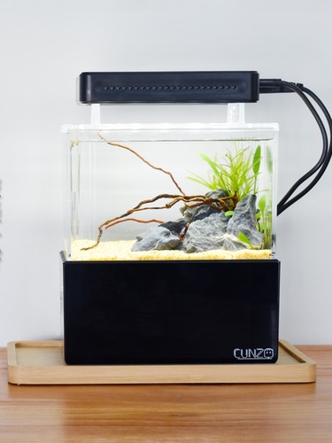 寸泽微缸迷你底滤桌面鱼缸超白高透静音海水族箱过滤斗鱼生态缸 - 图0