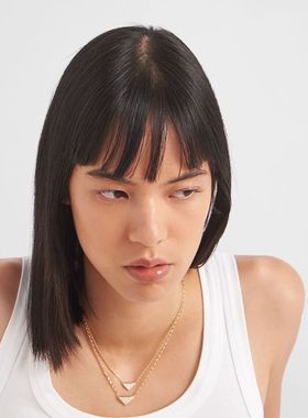 24新款时尚个性三角金色光面满钻颈链锁骨链叠戴男女通用项链