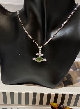 甜美彩色滴釉马眼石土星项链女甜美锁骨链颈链