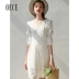 Váy mùa hè mới của phụ nữ Oece2019 có cổ chữ V rất cao, váy trắng siêu ngọt - Váy eo cao