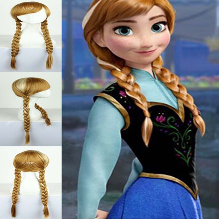 Frozen 冰雪奇缘 Elsa 艾莎 Anna 安娜 Cosplay 成人儿童假发 Wig