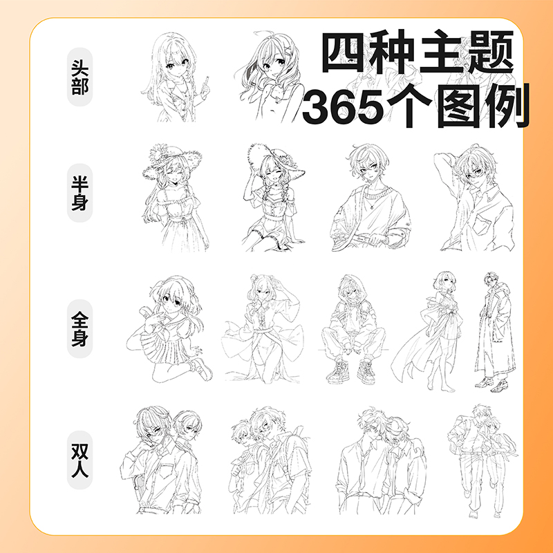 漫画入门手绘练习册描摹本动漫人物美少女Q版古风线稿专用画画自-图3