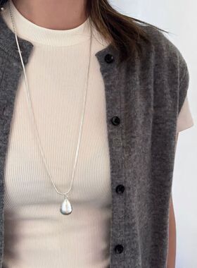 吊坠简约水滴小众饰品风毛衣链