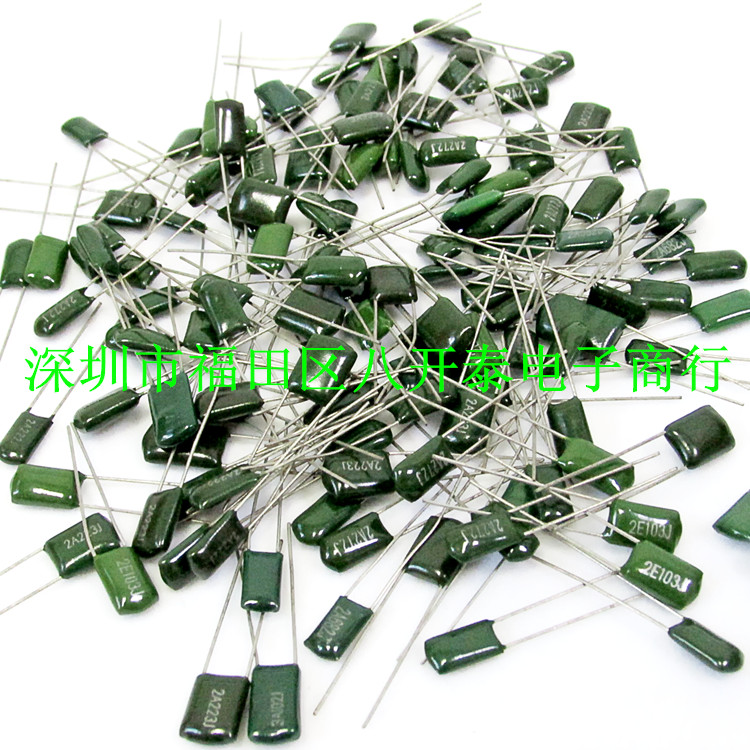 涤纶电容 CL11 2A224J 0.22UF 100V 绿色薄膜电容 220NF 500个/包 - 图0