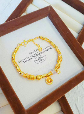 水晶星轮盘缠金色饰品手链女久不掉色镀金盘缠手链越南沙金手链女