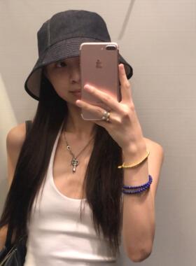 版型chao棒！双面戴小牛津日系简约原牛仔纯色渔夫帽休闲盆帽子女