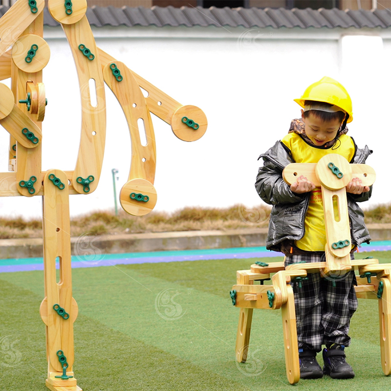 幼儿园螺母积木安吉游戏实木拼装益智原木色拼插户外建构儿童户外