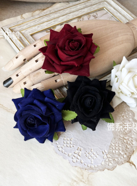 戒指酒红蓝色黑色白色玫瑰花戒指洛丽塔lolita暗黑哥特复古饰品