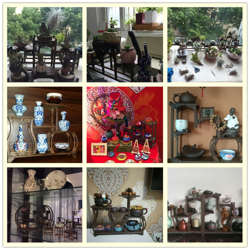 鸡翅木茶架子置物架茶室多宝阁 中式茶叶展示柜实木小博古架摆件 - 图3