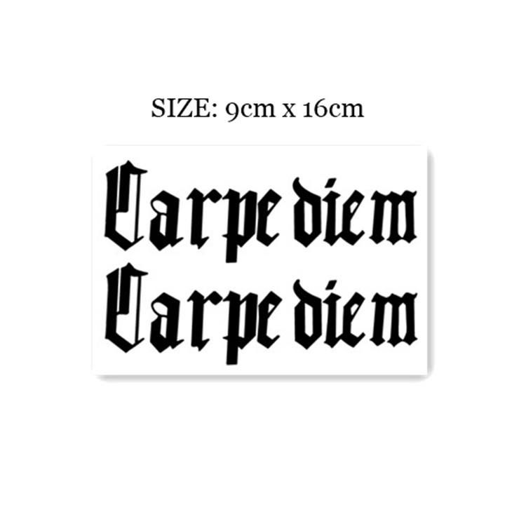 花臂少女TATTOO S131 暗黑风哥特体字母carpe diem及时行乐纹身贴 - 图0