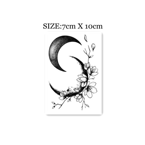 花臂少女TATTOO 54 黑白月亮月牙花朵肩膀锁骨小清新纹身贴20包邮 - 图0