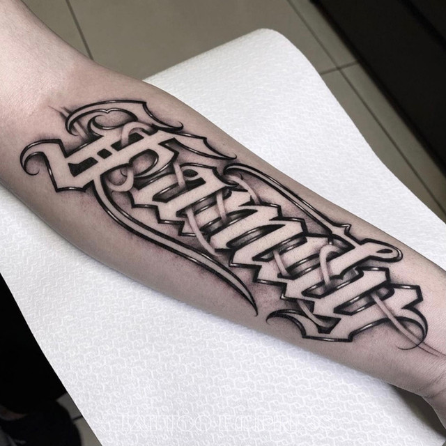 Tattoo Queen D50 herbal juice tattoo stickers Gothic style dark floral letters family family English