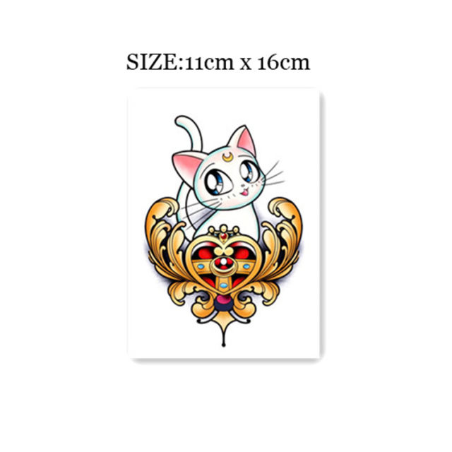 Flower-armed girl TATTOO D87 X226 beautiful girl cat transformer thigh tattoo stickers stickers