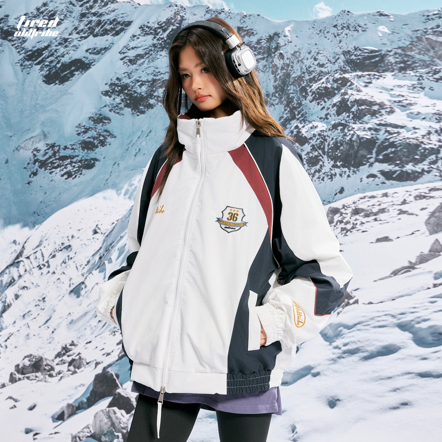 TIRED美式复古撞色运动风棉衣冬季情侣加厚外套国潮保暖休闲棉服 - 图0