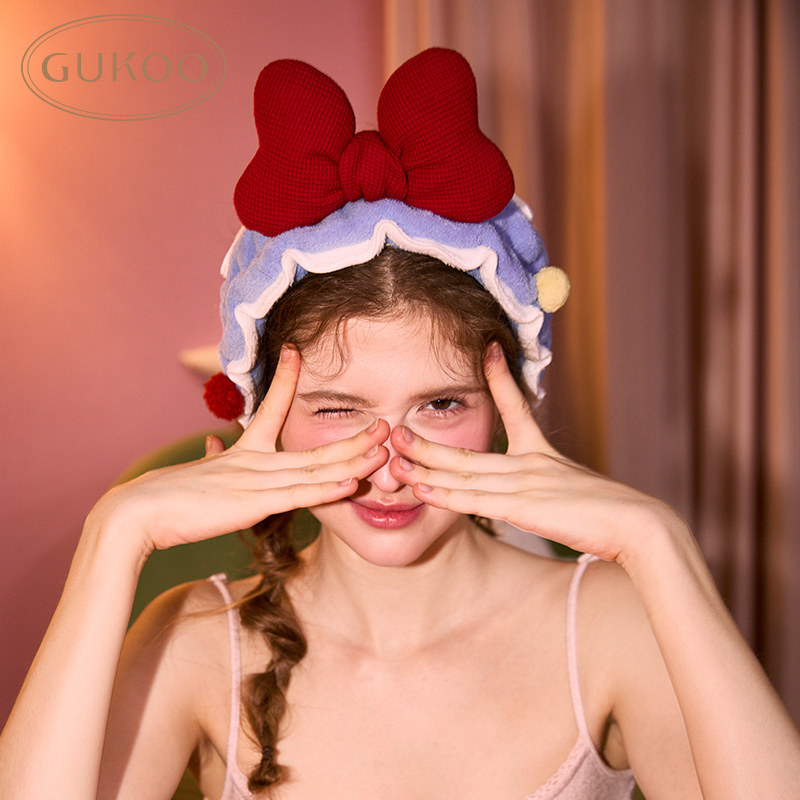 Gukoo/果壳束发带蝴蝶结新年红发饰浴室卡通毛绒松紧洗脸发饰,淘宝优惠券,粉丝福利购,淘宝优惠卷