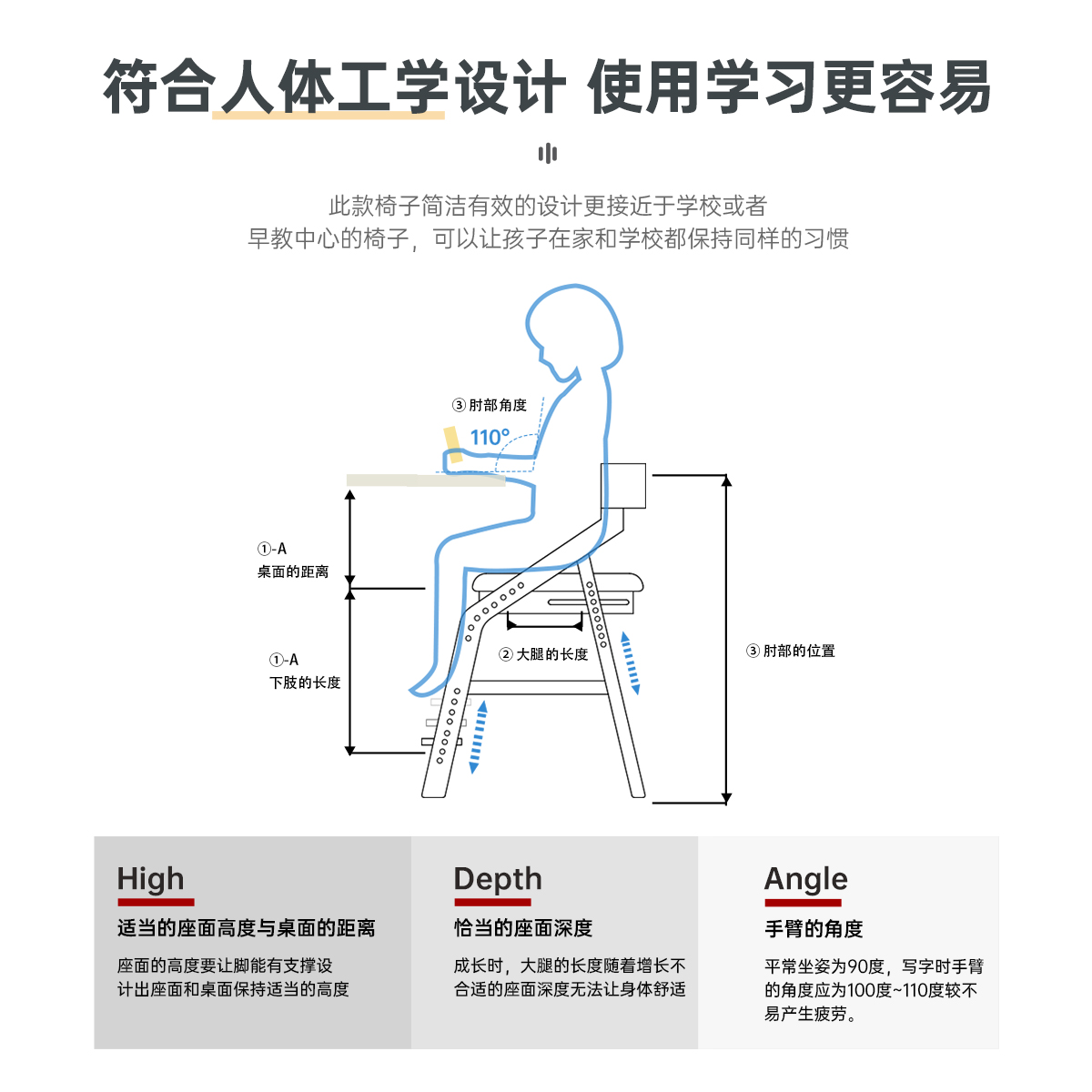 原点生活toko儿童学习椅实木可升降学生成长椅子宝宝调节座椅餐椅 - 图1