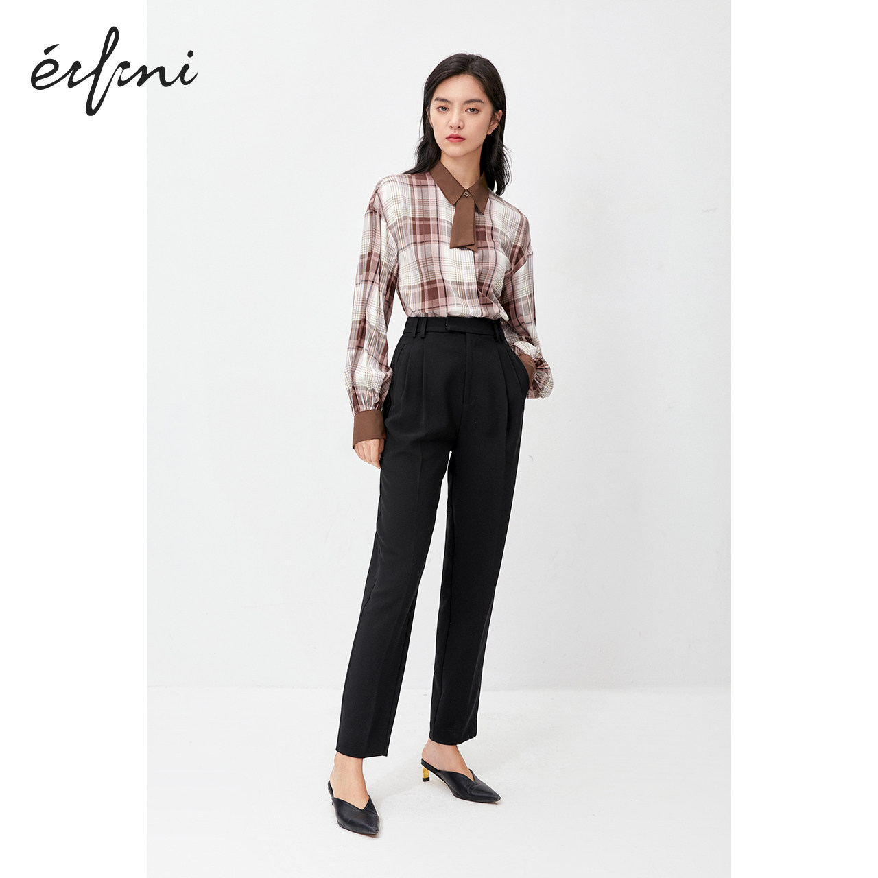 伊芙丽格子2020秋季新款长袖衬衫 伊芙丽旗舰衬衫