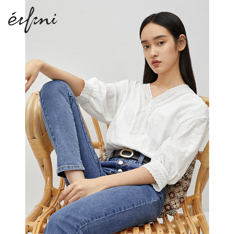 伊芙丽2020新款夏天很仙的小众衬衫 伊芙丽旗舰衬衫