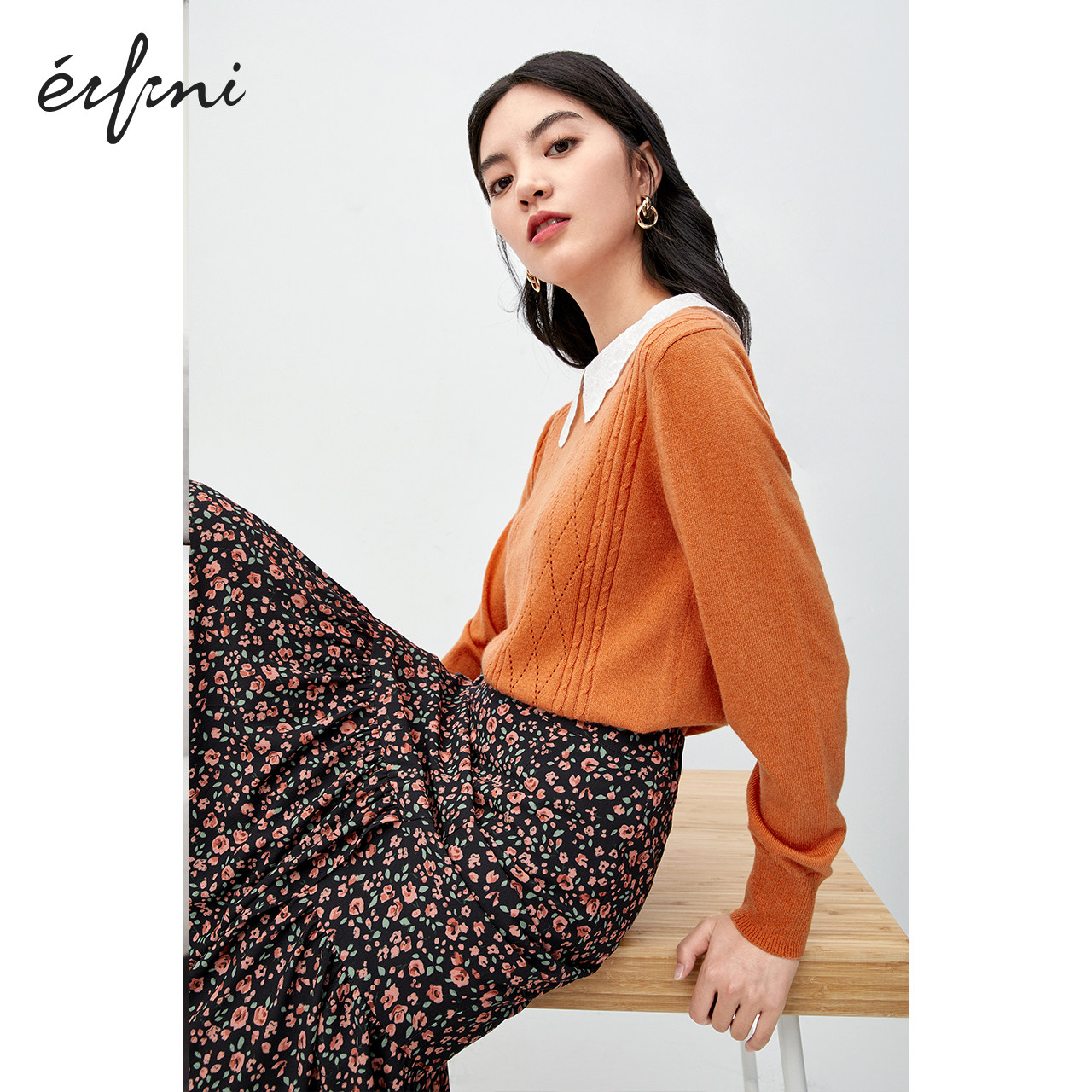 伊芙丽早秋2020秋冬装女士长袖毛衣 伊芙丽旗舰毛针织衫