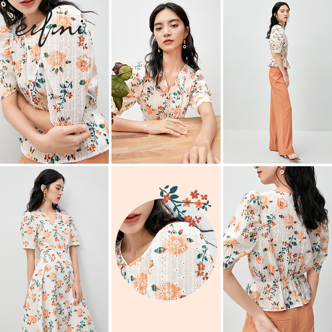 伊芙丽2020新款夏季仙女雪纺碎花 伊芙丽旗舰连衣裙