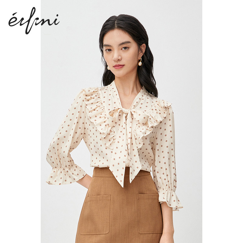 伊芙丽雪纺衫女2020新款韩版小上衣 伊芙丽旗舰蕾丝衫/雪纺衫