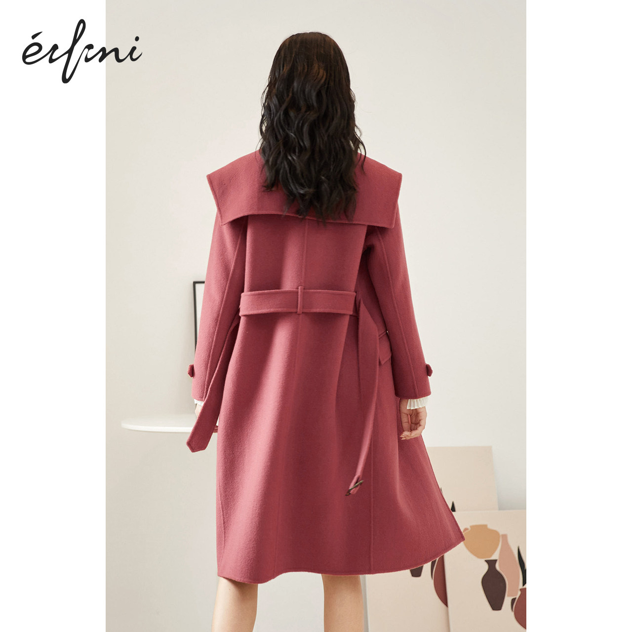 伊芙丽复古双面呢2020冬季双排扣 伊芙丽旗舰毛呢外套