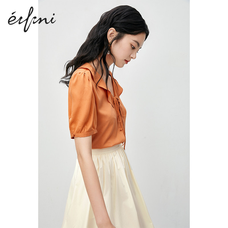 伊芙丽女2020年新款夏甜瓜桔衬衫 伊芙丽旗舰衬衫