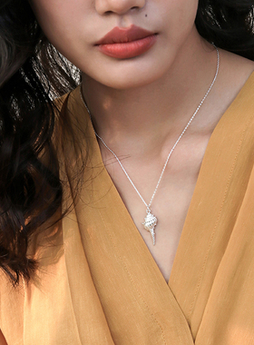 夏日海螺贝壳925纯银项链锁骨链