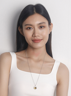 Moment 落日遐想 天然琥珀纯银长款项链毛衣链宝石彩宝设计感秋冬