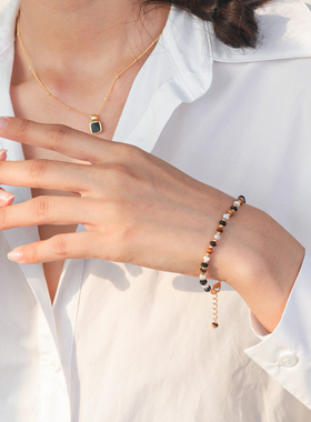 天然虎眼石项链锁骨链手链