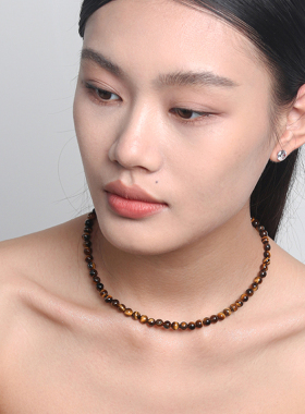 日落海岸天然虎眼石串珠项链手链