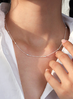 超闪小豆豆925纯银项链锁骨链