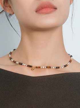 秋冬美拉德天然虎眼石串珠项链