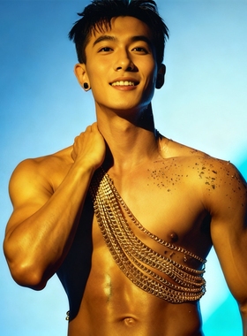 欧美多层粗链条胸链时尚高级感