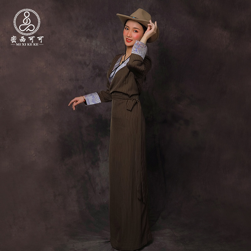 藏装女新款夏季旅拍西藏服民族风藏式拉萨服藏族博拉锅庄舞台裙