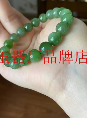 和田玉碧玉圆珠浅色单圈手链玉质温润细腻上手高贵典雅青海料手串