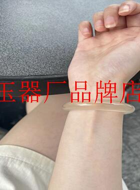 高端玛瑙手镯冰透白玉髓白月光高冰种香槟金玛瑙手镯荔枝冻女镯子