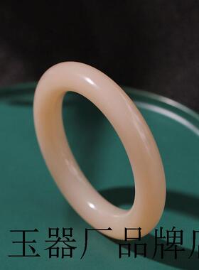 老坑和田玉色手镯藕粉镯胖圆条轮胎镯子阿富汗青海料玉镯精品百搭