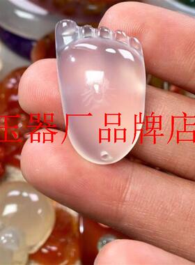 捡漏精选白冰种玉髓冰透小脚丫吊坠男女同款玛瑙知足常乐饰品挂件