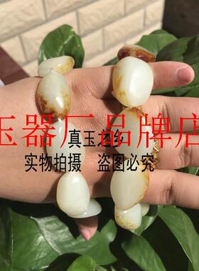老矿和田玉手链精品带皮原石籽料沁红皮白玉随形手串男女款玉手链