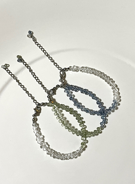 碎片【半分青绿】系列原创水滴珠手链-小众清新简约百搭气质手链