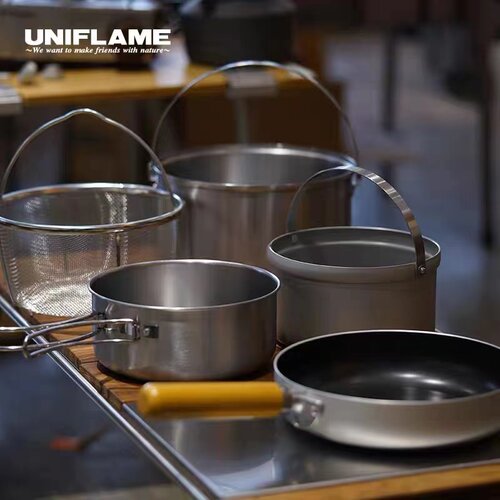 日本UNIFLAME套锅 Fan5 DX户外套锅野炊野餐野营露营不锈钢锅煎锅 - 图2